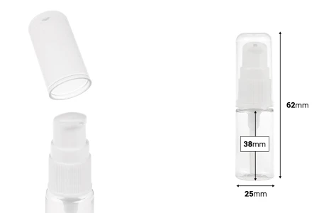 PET flašica 10mL za kreme sa pumpicom i providnim zatvaračem - 12 kom-dimenzije_slike