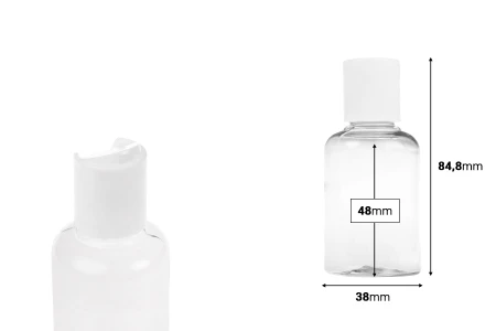 PET providna flašica 50mL sa disk top zatvaračem u dve boje - 12 kom-dimenzije_slike