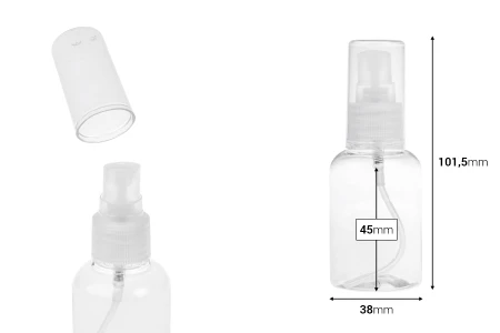 Providna PET flašica 50mL za kreme sa pumpicom - 12 kom-dimenzije_slike