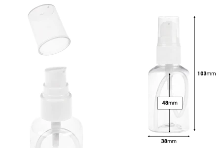 Plastična flašica (PET) od 50 ml sa pumpicom - 12 kom-dimenzije_slike