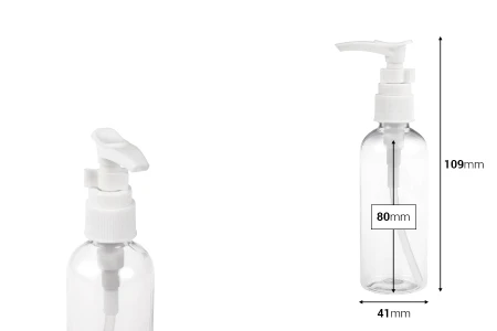 Plastična PET Flašica 100mL sa pumpicom za šampon - 12 kom-dimenzije_slike