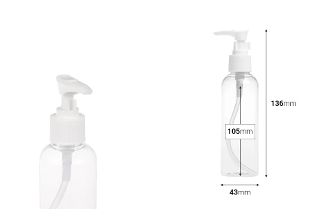 Plastična PET Flašica 150mL sa pumpicom - 12 kom-dimenzije_slike