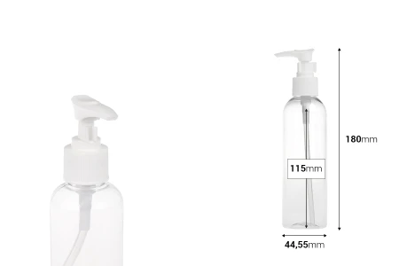 Plastična PET Flašica 180mL sa pumpicom za šampon - 12 kom-dimenzije_slike