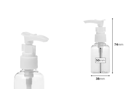Providna PET flaša 50mL za pumpicom u dve boje za šampone - 12 kom-dimenzije_slike