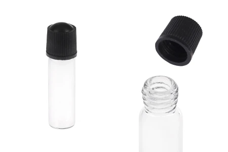 Mini staklena bočica 1mL, sa crnim, plastičnim navojnim zatvaračem - 25 kom-slika_proizvoda
