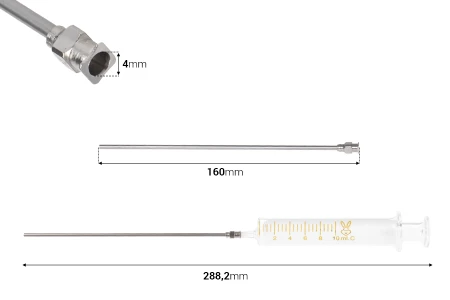 Stakleni špric 10mL sa metalnom iglom-dimenzije_slike