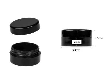 Plastična kutijica za kreme od 5mL u crnoj boji - 12 kom-dimenzije_slike