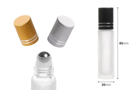 Staklena peskirana roll-on bočica 10mL sa metalnom kuglicom i zatvaračem - 12 kom-dimenzije_slike