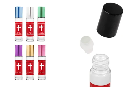 Staklena roll-on bočica 10mL sa staklenom kuglicom, krstom na crvenoj nalepnici i aluminijumskim zatvaračem - 12 kom-slika_proizvoda