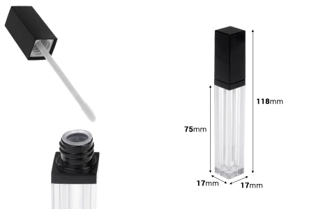Providna bočica za sjaj za usne 8mL sa crnim zatvaračem - 6 kom-dimenzije_slike