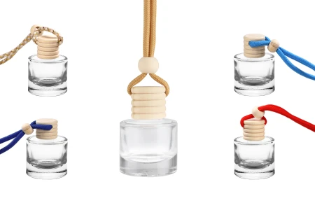 Staklena cilindrična bočica 10ml sa plastičnim čepom, drvenim zatvaračem, za osveživač automobila - 25 komada-slika_proizvoda