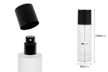 Peskirana parfemska bočica od 30mL sa raspršivačem i zatvaračem u raznim MAT bojama-dimenzije_slike