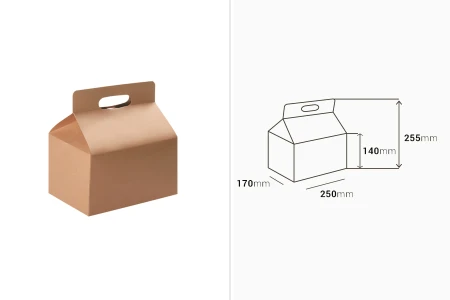 Kutija - paket za pakovanje 250x170x255mm od Kraft papira sa čvrstim kartonskim dnom - 20 kom-2