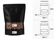 DoyPack kesice sa zip zatvaranjem, prozorom, ovalnim dnom i sa mogućnošću termo zatvaranja 160x40x220mm - 100komada