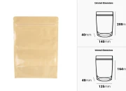 Kraft (14c) DoyPack kesice 140x40x200mm sa providnom prednjom stranom (8c), zip zatvaranjem i mogućnošću termo zatvaranja – 100 kom