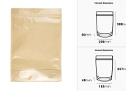 Kraft (14c) DoyPack kesice 200x50x300mm sa providnom prednjom stranom (8c), zip zatvaranjem i mogućnošću termo zatvaranja – 100 kom