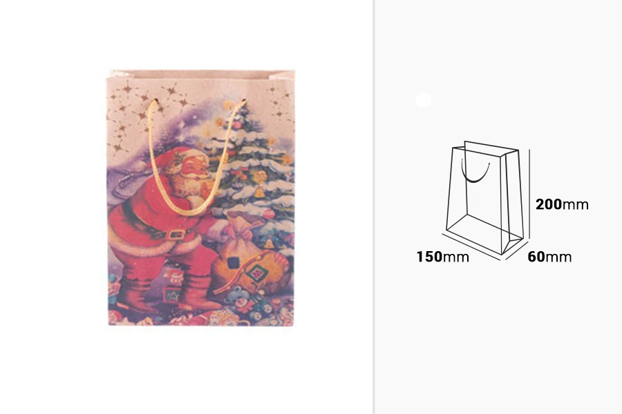 Božićna kesa sa ručkom od kanapa 150x60x200mm, u 4 dizajna - 20 kom-dimenzije_slike