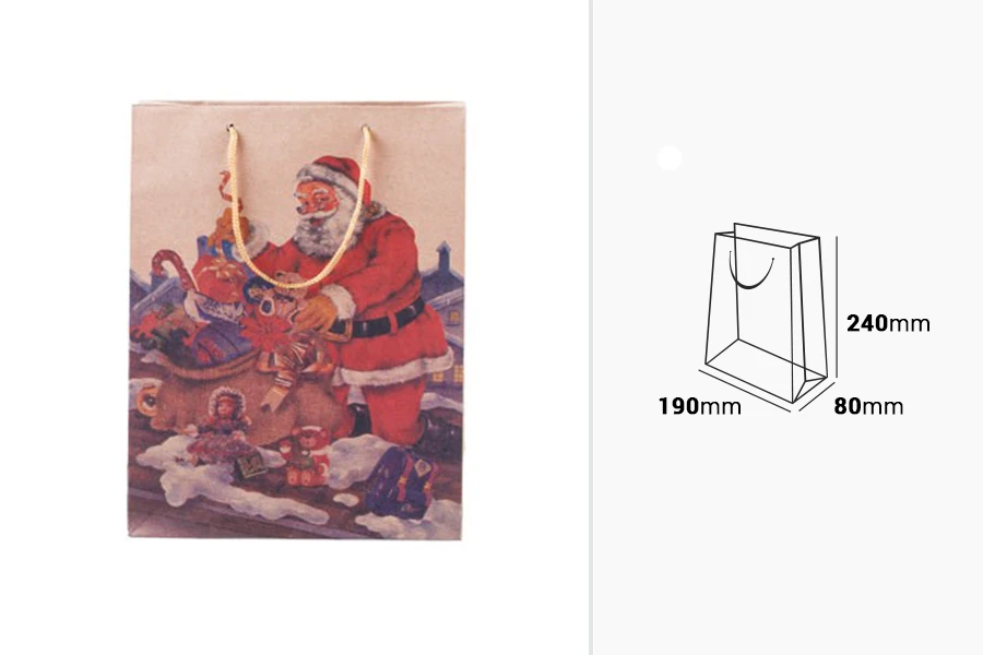 Božićna kesa sa ručkom od kanapa 190x80x240mm, u 4 dizajna - 20 kom-dimenzije_slike