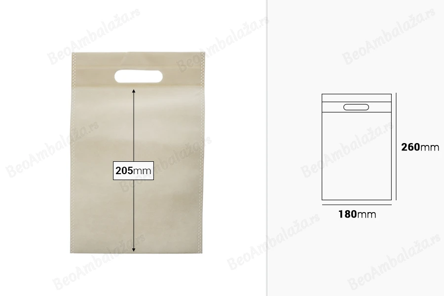 Ekološka non woven kesica 180x260mm - 50 kom-dimenzije_slike
