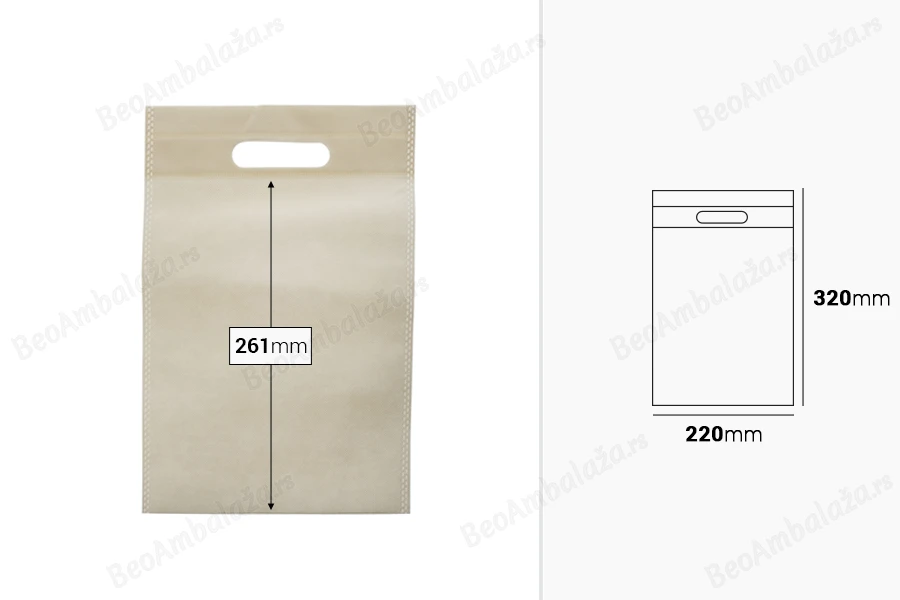Ekološka non woven kesica 220x320mm - 50 kom-dimenzije_slike