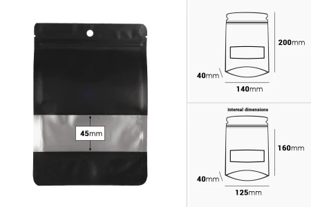 Aluminijumske DoyPack kesice sa zip zatvaranjem, prozorom i mogućnošću termo zatvaranja 140x40x200 mm – 100 kom-2