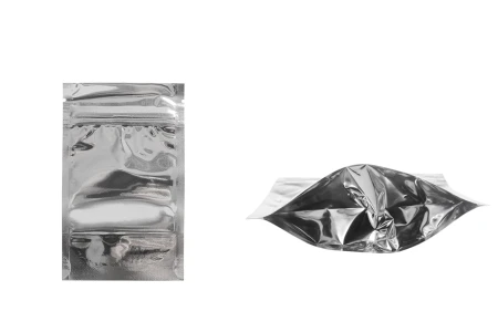Aluminijumske DoyPack kesice sa zipom, transparentnom prednjom stranom, ovalnim dnom i sa mogućnošću termo zatvaranja 80x30x120mm - 100kom-slika_proizvoda
