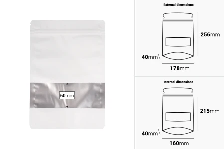 Aluminijumske DoyPack kesice sa zip zatvaranjem, prozorom i mogućnošću termo zatvaranja 178x40x256 mm – 100 kom-2