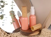 Staklena MAT roze bočica za etarska ulja 30mL, sa grlom PP18