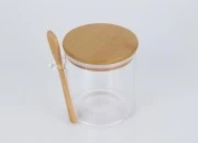 Staklena cilindrična tegla 600mL, sa drvenom kašikom i poklopcem sa gumicom, 100x100mm-slika_360