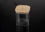Staklena četvrtasta tegla 830mL sa drvenim poklopcem sa sigurnosnom gumicom-slika_360
