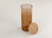 Staklena okrugla teglica 400mL, sa drvenim poklopcem sa sigurnosnom gumicom Staklena okrugla teglica 400mL, sa drvenim poklopcem sa sigurnosnom gumicom