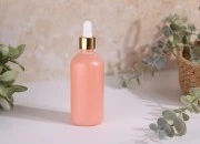 Staklena MAT roze bočica za etarska ulja 100mL, sa grlom PP18-slika_360