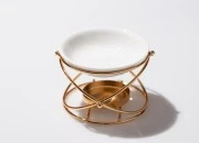 Okrugli metalni osveživač prostora sa keramičkom posudom za voskove i ulja-slika_360