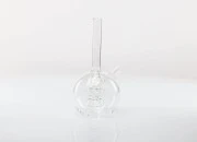 Staklena okrugla dvostruka flaša 460mL, sa dva plutana čepa. Ručno izrađena od duvanog stakla-slika_360