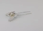 Dekorativna metalna ukosnica sa biserom i kamenčićima, u obliku leptira (širina 43 mm, visina 31 mm) - 20 kom-slika_360