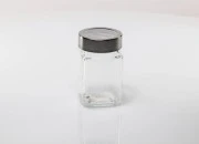 Staklena kockasta teglica 270mL sa srebrno - providnim zatvaračem-slika_360