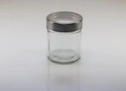 Staklena okrugla teglica 300mL sa srebrno - providnim zatvaračem-slika_360