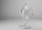 Stakleni dekorativni svećnjak sa belom metalnom osnovom-slika_360