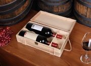Drvena kutija za dve vinske flaše sa ručkom-